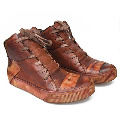 Retro Mixed Color Men Ankle Boots Handmade Genuine | SAMAG