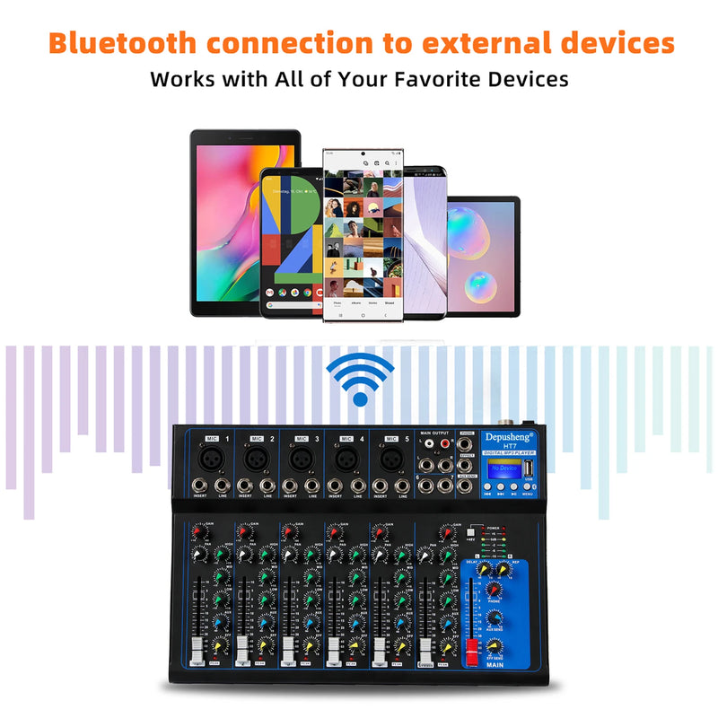 Portable Audio Mixer DJ Sound Mixing Console 48V Power for Computer Recording, Bands Mixing Boards For Studio Recording