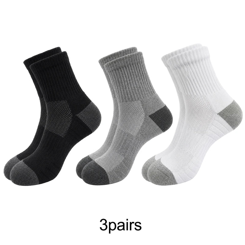 1/3/6pairs Men's Cotton Crew Sports Socks Breathable Mesh | SAMAG