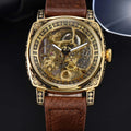 Men Automatic Watch Retro Style Mechanical Watches Skeleton Carve Waterproof Leather No Logo Mens Watch Boyfriend's Gift