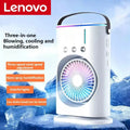 Lenovo Portable Desktop Humidifier Air Conditioner Fan Household Small Air Cooler Fan Sprays Fan For Office With Color Lighting