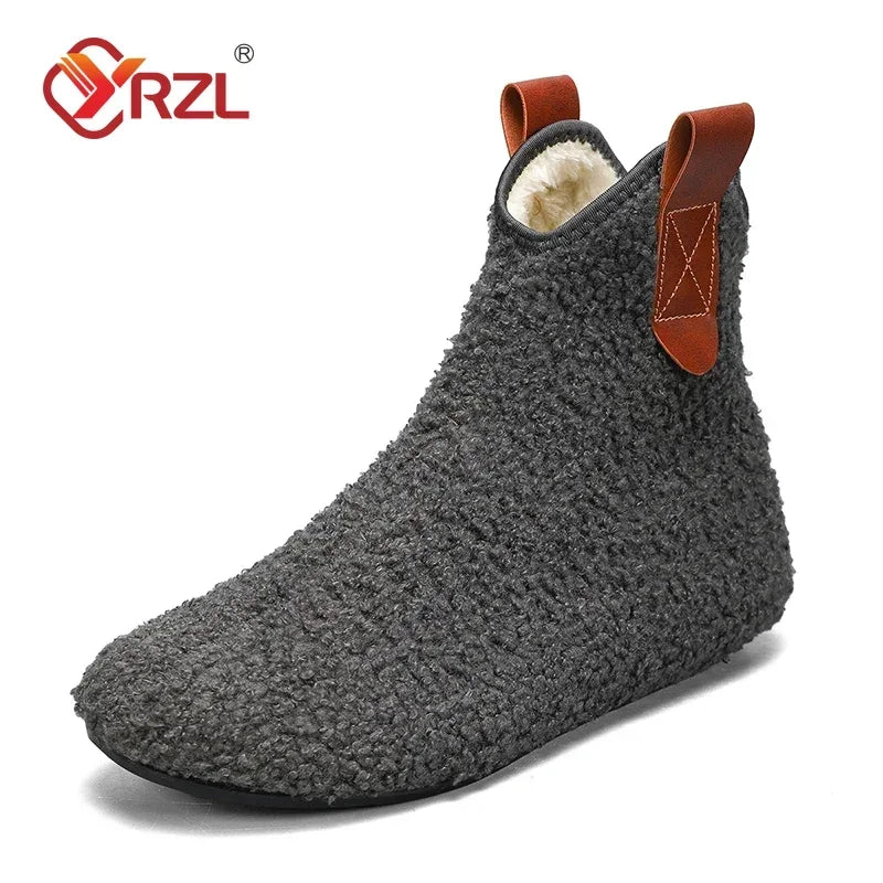 YRZL Cotton Shoes Male Boots Men Winter Warm Indoor Home Shoe Comfortable Plush Man Casual Shoes Soft  Anti-slip Walking Shoes