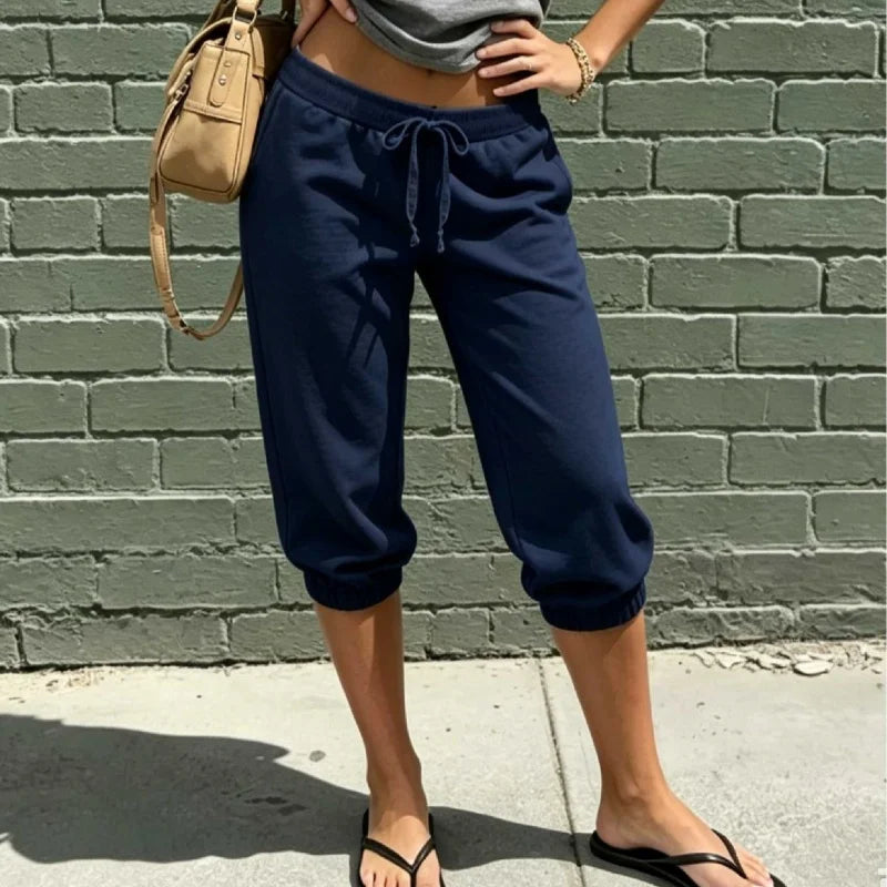 Women Sweatpants Capri Pants Casual Solid Elastic Waist - View 6 | SAMAG