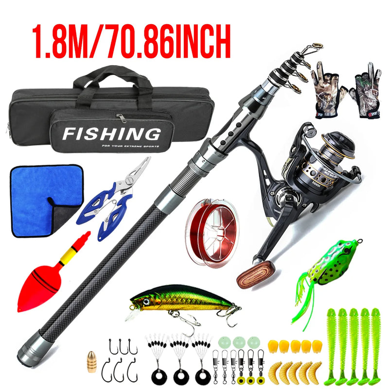 Carbon Fiber Telescopic Fishing Rod Reel Combo 1.8m To 3m - View 7 | SAMAG