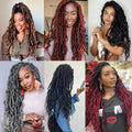 Synthetic Knotless Braided Wigs Full Lace Twist Hair Brown Faux Locs For Black Women 32 Inches Front Braided Wigs With Baby Hair