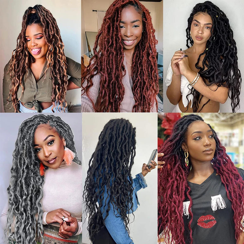 Synthetic Knotless Braided Wigs Full Lace Twist Hair Brown Faux Locs For Black Women 32 Inches Front Braided Wigs With Baby Hair