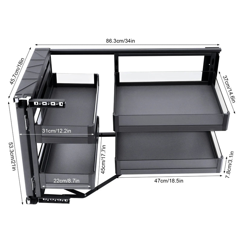 Blind Corner Cabinet Pull Out Kitchen Cabi - net Left or Right Handed Open, Height Adjustable, Soft - View 7 | SAMAG