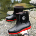 Men's Winter Fleece Lined Short Rain Boots Waterproof Non Slip Work Safety Rubber Boots Warm Cotton Shoes Kitchen Work Shoes