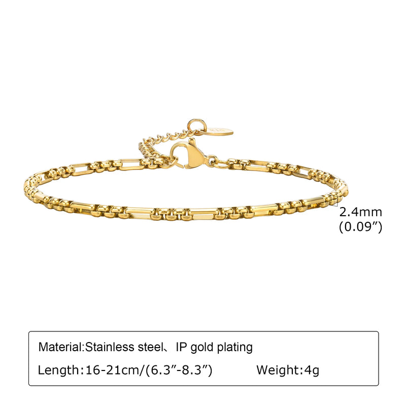 Women Stainless Steel Chain Bracelet, 18K Gold Plated Twist Paperclip Adjustable Link Chunky Stackable - Visuel 17 | SAMAG