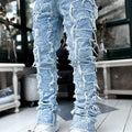 Men's Regular Fit Stacked Jeans Ripped Slim Patch | SAMAG