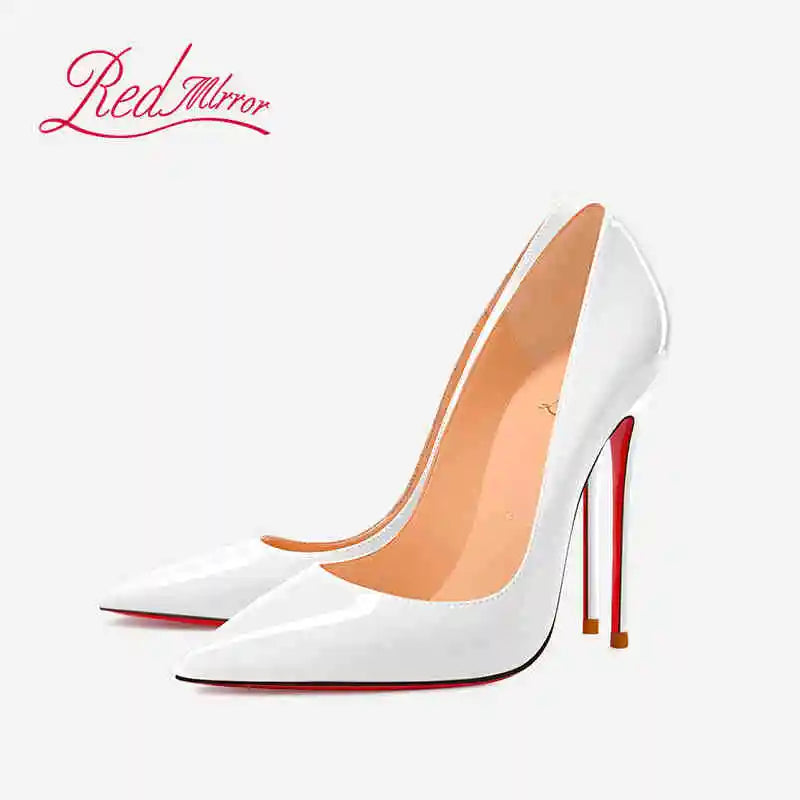 Black Women's Elegant High Heels Red Shiny Bottoms Luxury Brand Women Heels 2025 Trend Pointed Toe Sexy Party Pumps Shoes Women