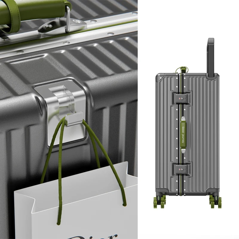 BunnyFly Suitcase Wide Handle Travel Suitcase Men 20 24  Carry-On Luggage Women PC Aluminum Frame Trolley Case