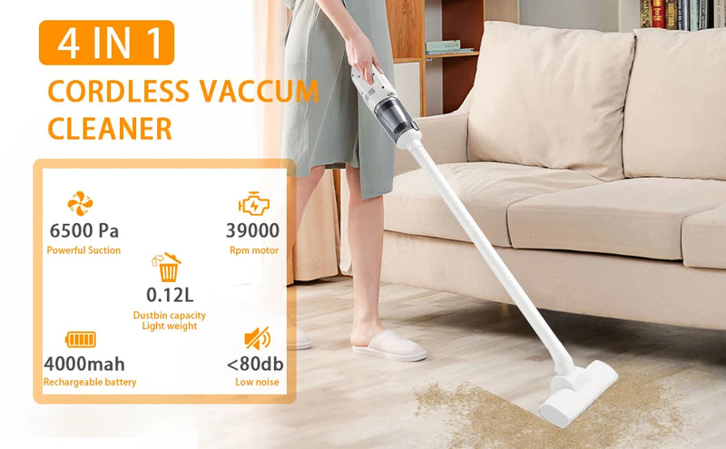 Handheld Vacuum Cleaner 6500Pa Powerful Wireless Car Vacuum Cleaner Lightweight Portable Dustbuster Home Cleaning Machine