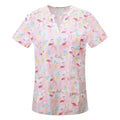 Nurse Uniforms Women Print Short Sleeve V-neck Scrubs Working Medical Blouse Overalls Uniforms Medical Nursing Spa Pet Dentistry