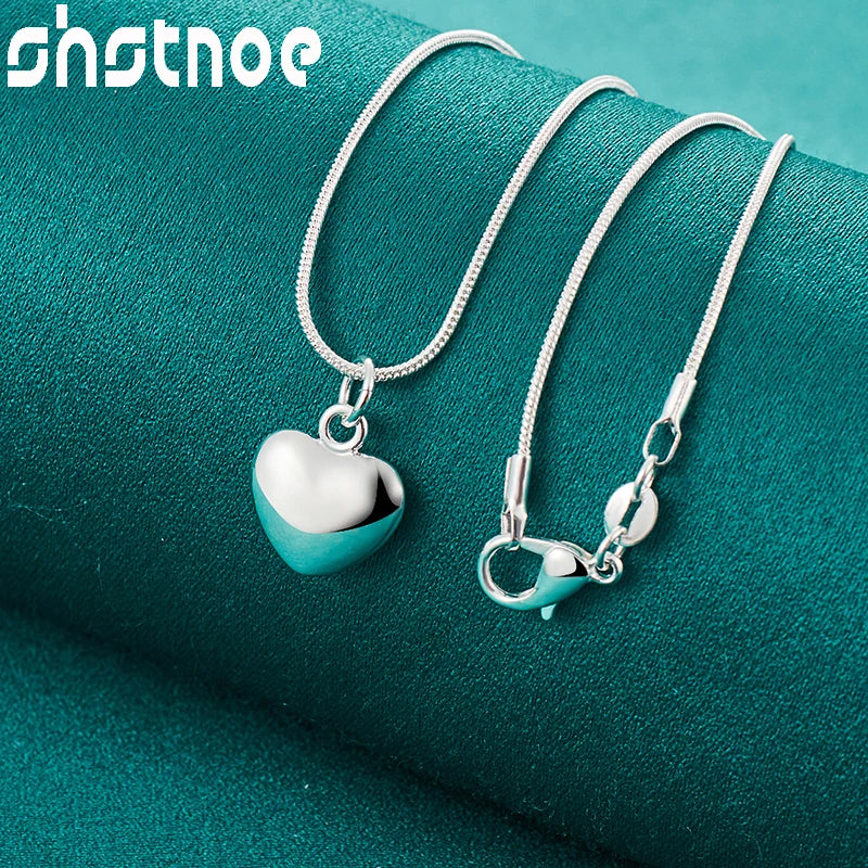 SHSTONE 18K Gold Heart Necklace For Woman Men Neck Chain Fashion Party Wedding Engagement Charm Jewelry Lovers Birthday Gifts