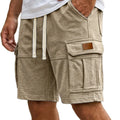 Men Solid Drawstring Multi Pocket Cargo Shorts Soft | SAMAG