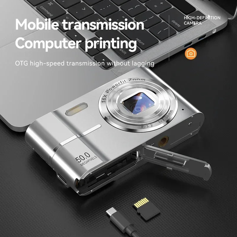 Lenovo 5K Digital Camera 50MP 16X Student Cam Outdoor Anti-Shake Digital Video Camera Flash Video Recorder Small Video Camera