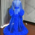 Women Dressing Gown Perspective Sheer Long Tulle Robe Puffy Pregnancy Maternity Dress for Baby Shower Nightgown Sleepwear Custom