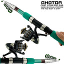Bass Pike Carp Fishing Rod Combo Catfish Rod 1.8-3.6M Telescopic Fishing Rod and Spinning Fishing Reel Fishing Set Rod+Reel