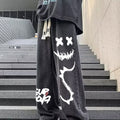 Printed Black Baggy Jeans Pants Men Straight Oversize | SAMAG
