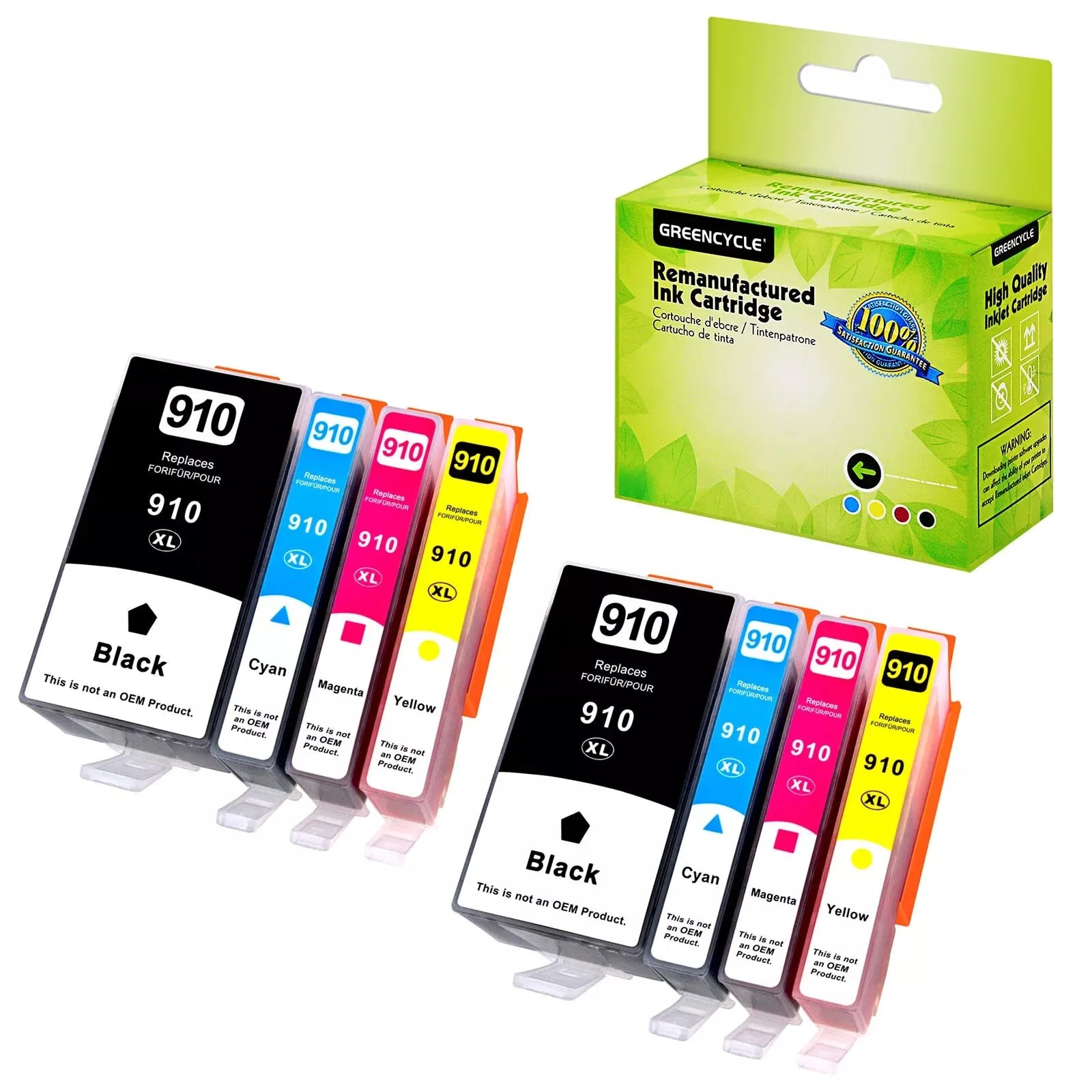 4Pack Compatible 910XL Ink Cartridges Black/Tir-Color for HP 910 XL OfficeJet 8010 8012 8014 8015 Pro8020 8024 8025 8028 8035