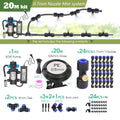 0.7MM Brass Nozzle 60W Self-Priming Pump Timing Misting Spray Kit for Garden Plants Farm Automatic Atomization Cooling System