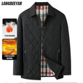 Top Grade Men Parka Jacket Windbreaker Coats Diamond Quilted Bubble Coat Middle-aged Winter Warmth Turn-Down Collar Coat
