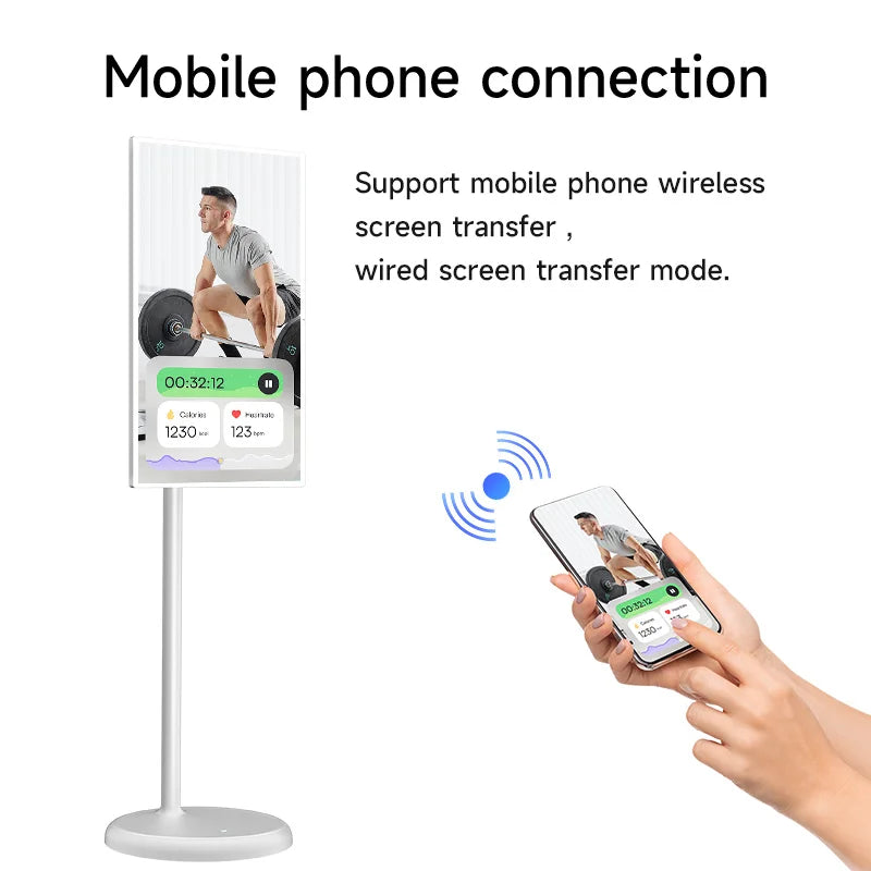 21.5 Inch Rechargeable Portable Smart Tv Stand by Me Tv Portable Mobile Touch Screen Smart Tv with Wheels Speaker