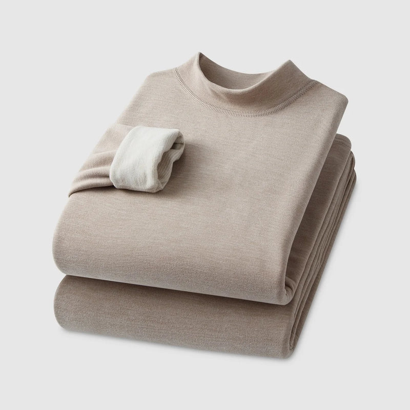 Autumn Winter Men's Cashmere Thermal Underwear Women's Cashmere Thermal Fall Pants Padded and Thickened Couples Set
