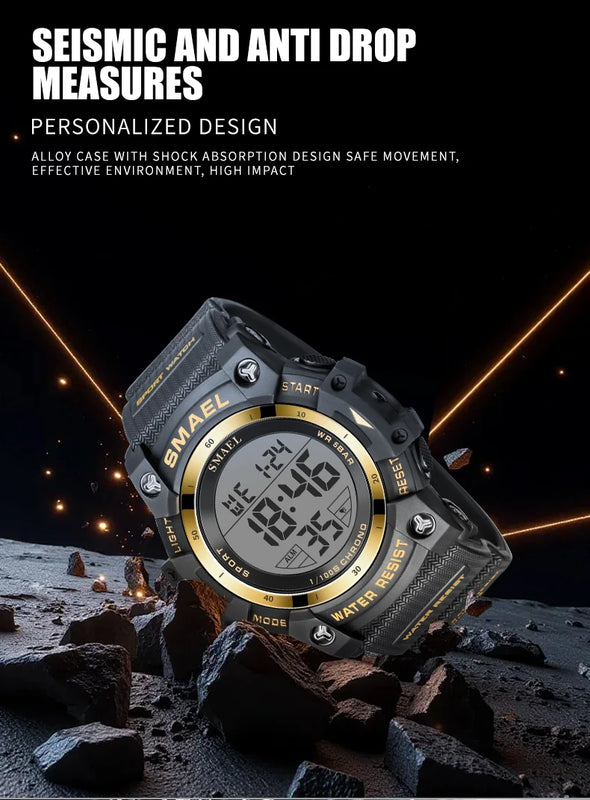 SMAEL 8123 Men's Digital Sport Watch - 50M Water Resistant LED Backlight Alarm Chronograph Stopwatch Shock Resistant