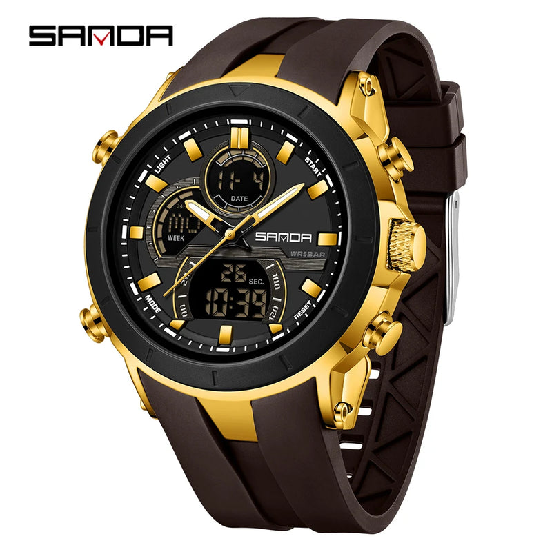 SANDA New 6279 Casual Men's Electronic Watch Sports Multi Functional Waterproof LED Dual Display - Visuel 15 | SAMAG