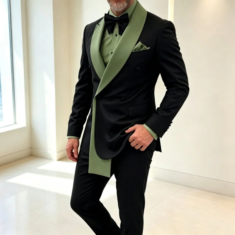 Mix Colors Double Breasted Custom Made Men Suit Set Separates 2 Pieces Jacket Pants for Wedding Groom Tuxedo for Prom Party