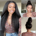 250 Density Invisi Strap 360 Full Lace Glueless Wig Invisible Drawstring Frontal Wig Kinky Straight Lace Front Human Hair