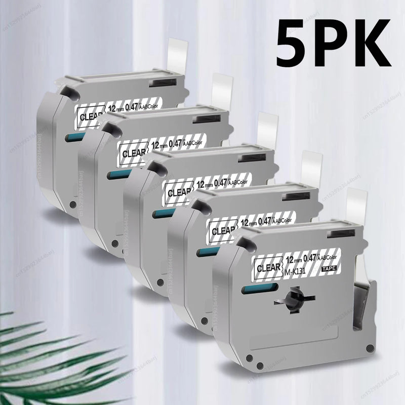 1/3/5Pack M-K231 M Tape Compatible for Brother P-Touch M231 MK231 MK-231 12mm Black on White for Brother PT70 PT80 Label Printer