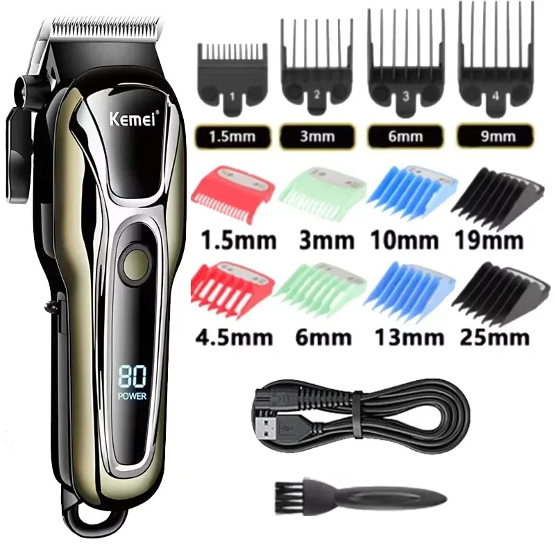 Kemei PG1990A Rechargeable Men's Hair Clipper Professional Cordless Men Hair Trimmer Hair Cutting Machine Barber for Men