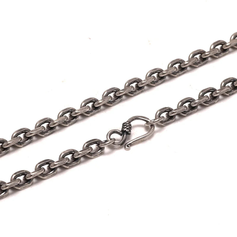 Real Pure 925 Sterling Silver 2.5 3 4 5mm Cable Link Chain Necklaces For Men And Women Vintage Viking Punk - Visuel 6 | SAMAG