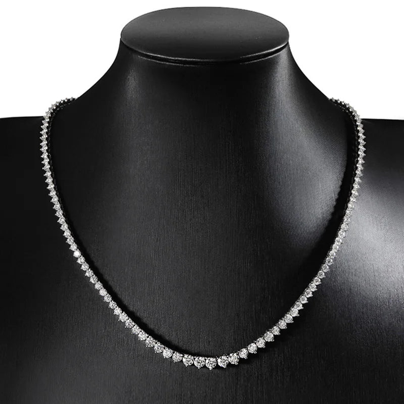 KNOBSPIN 3 Claw D VVS1 Moissanite Tennis Necklace s925 Sterling Silver 18k White Gold GRA Certified - Visuel 6 | SAMAG