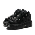New Brand Punk Style Women Shoes Lace-up heel height 6CM Platform Shoes Woman Rock Boots Metal Decor Woman Sneakers