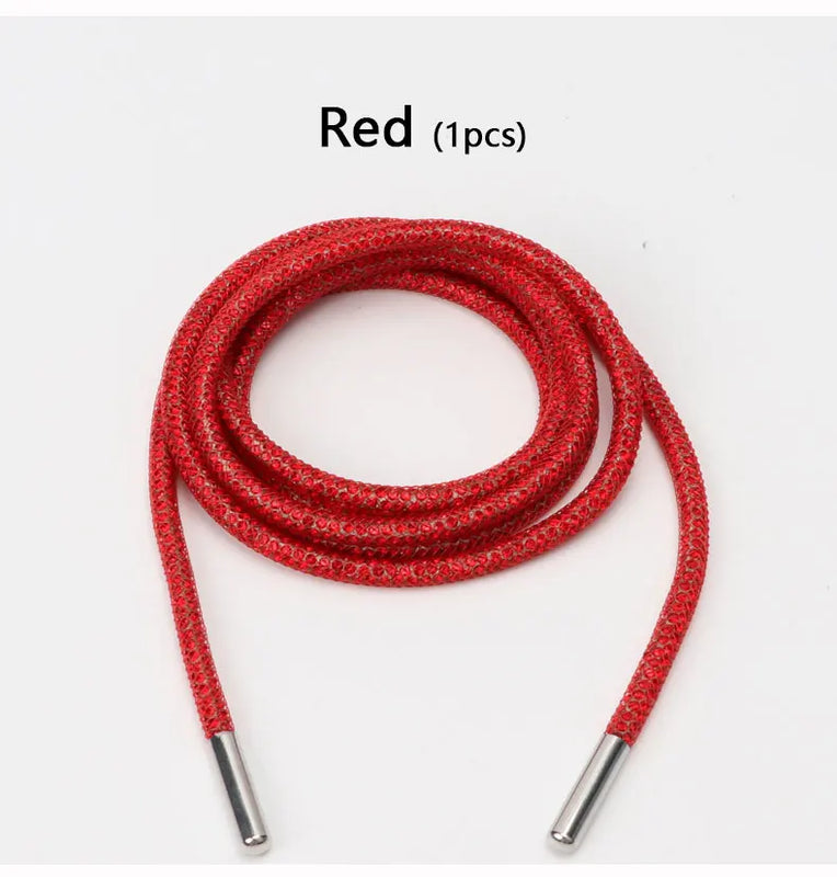 Colorful Shiny Shoestrings Sneakers Luxury Crystal Rhinestone Rainbow Diamond Shoelaces Round Clothes Bags Belt Shoe Accessories