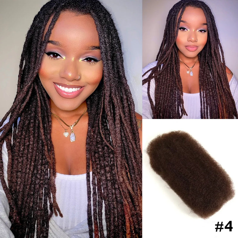QVR Afro Kinky Bulk Hair No Attachment 50g Afro Curly Bulk 100% Human Hair Unprocessed Virgin Remy Braiding Hair for Dreadlocks