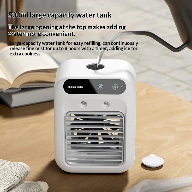 Popular Portable Dorm Cooling Fan with Fine Mist Humidification Desktop Mobile Mini Air Conditioner Energy Saving for Bedroom Of