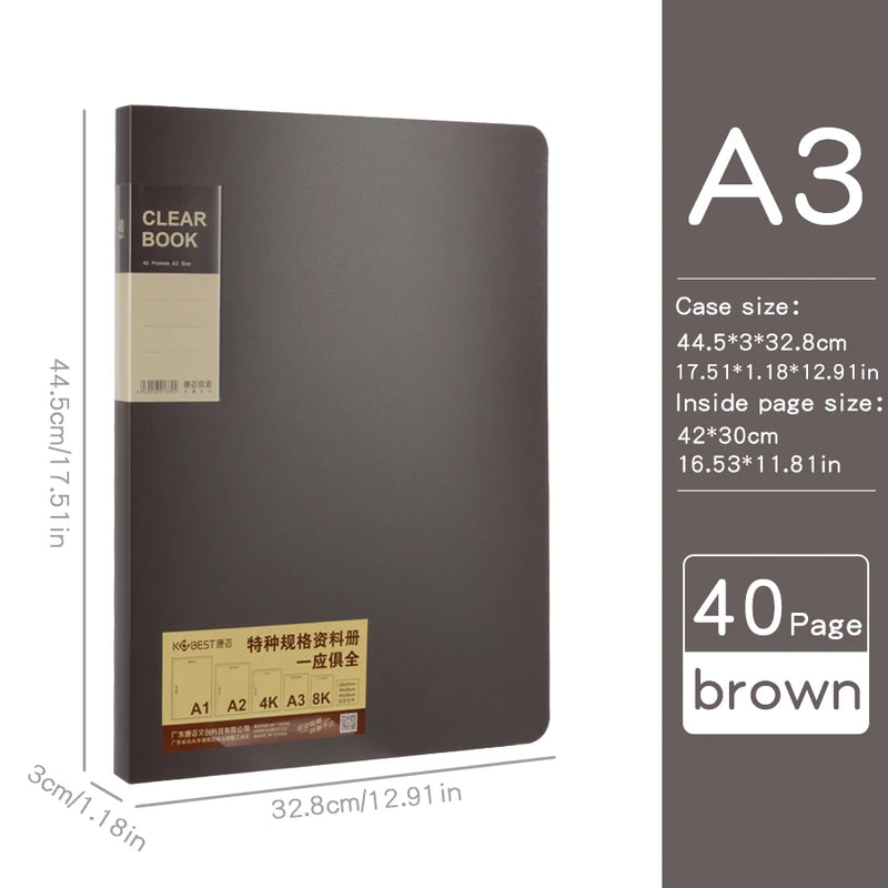 Thickened Light Retro Color A3 Document Folder Multi-color Matte Office Student 8K Large Portfolio Sketch Folder for Drawings