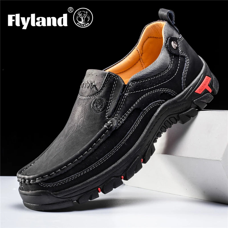 FLYLAND Men's Dress Shoes Fashion Leather Shoes Handmade Male Sapatos Hombre