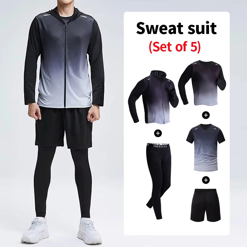 5/3/2/1 Piece Men's Four Seasons Multi-match Combination Sports Suit Gradual Zipper Jacket Running Fitness Short-sleeved Shorts