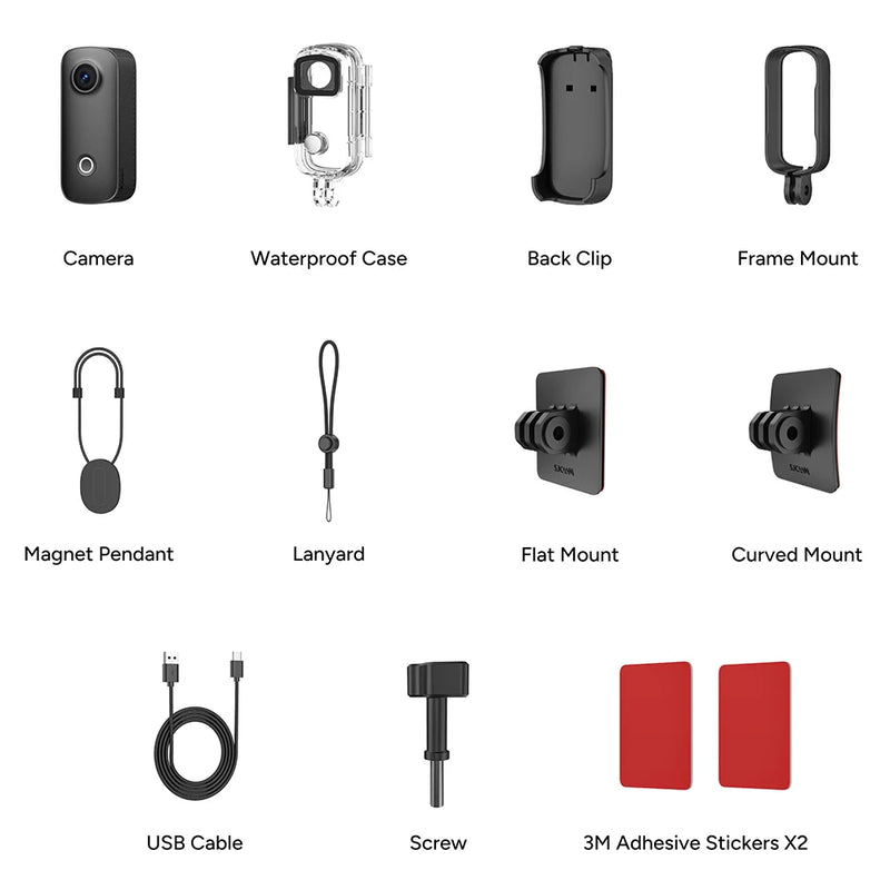 SJCAM C100 Pro Thumb Action Camera 4K/30fps Stable Wireless Connection Mini Camera for Cycling Vlogging Daily Recording