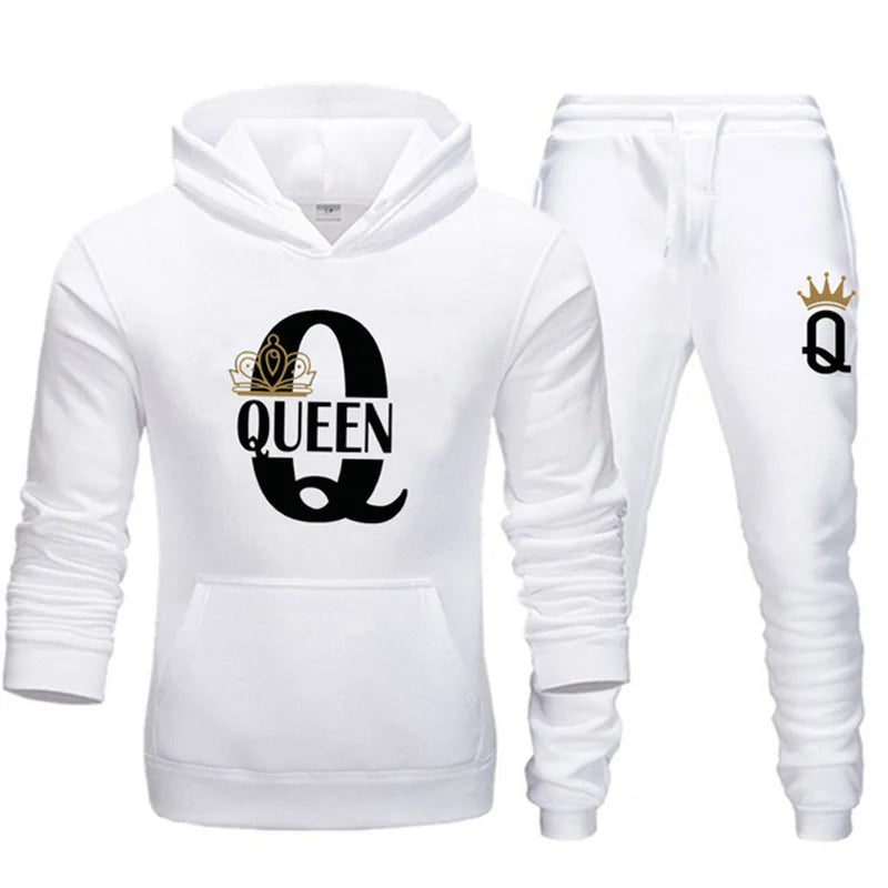 Autumn and Winter Men's and Women's Sweater Set KING QUEEN Loose Relaxed Hooded Print Couple - View 11 | SAMAG