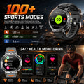 Military Grade Alloy Smartwatch 1400mAh Long Standby Waterproof SOS Emergency Flashlight BT Call Outdoor Sports Watch For Men