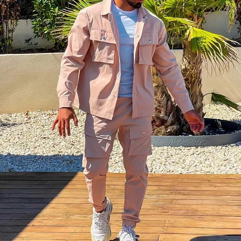 Fashion Men's Casual Sets Male Trend Streetwear Long Sleeve Jacket Coat+Leggings Pants Sport 2 Pieces New - View 5 | SAMAG