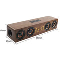 W8C 12W Wooden Bluetooth Speaker With 4 Loudspeakers 52mm Diameter TF Card Playback 3.5mm AUX Audio Input FM Radio Clock & Alarm