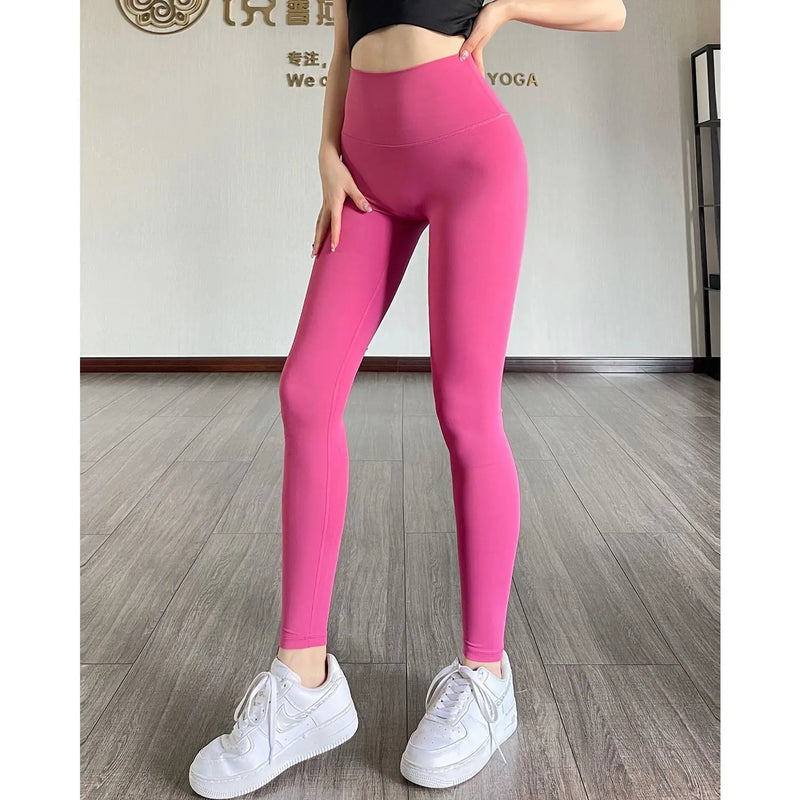 Summer new double-sided woolen nude fitness pants no embarrassing line women's sportswear buttocks lifting high waist yoga pants